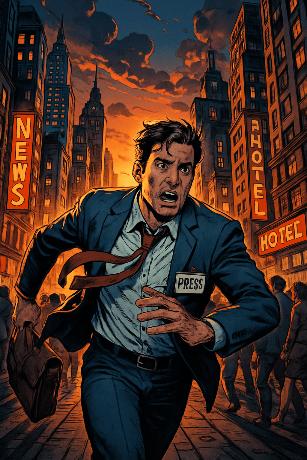 Alex rushing through city streets