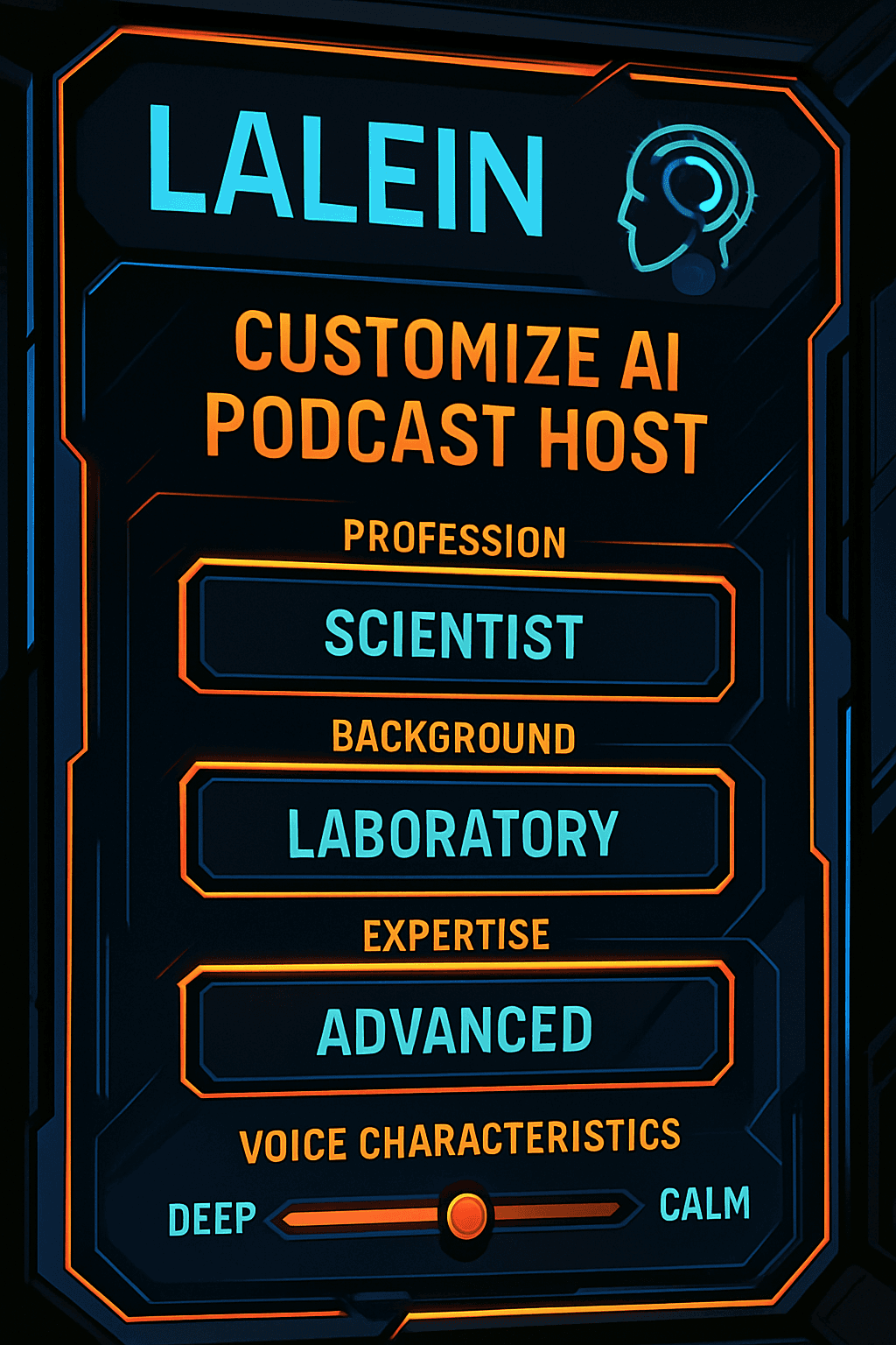 Custom AI host creation interface